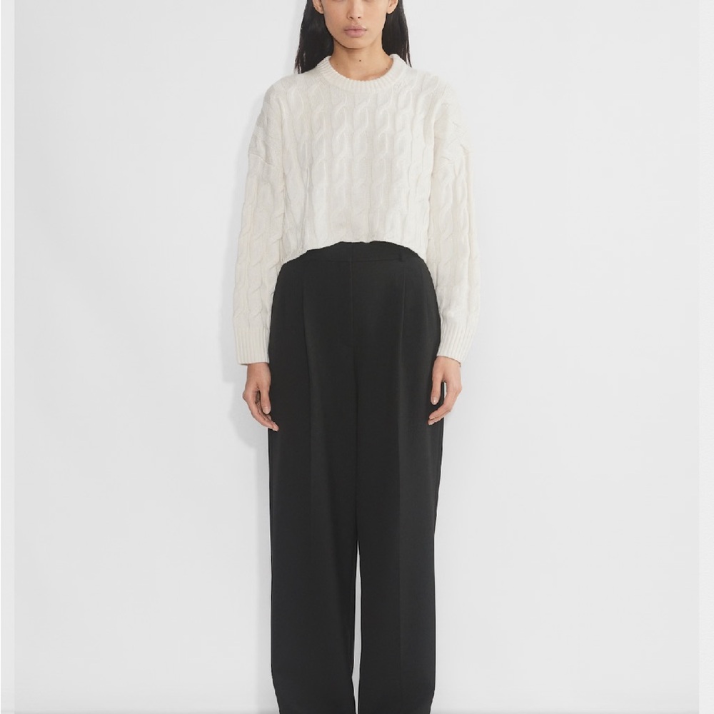 Women's Gray Cable Knit Sweater